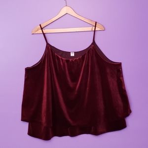 Burgundy velvet sprgetti strap top
